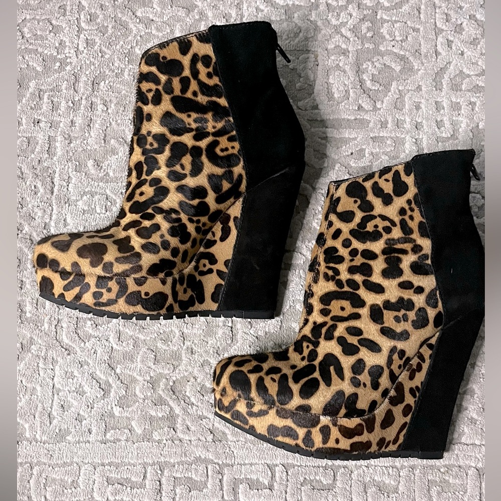 Kelsi Dagger Wedge Bootie. Size 8. Box Included. Animal Print. Rubber Sole.